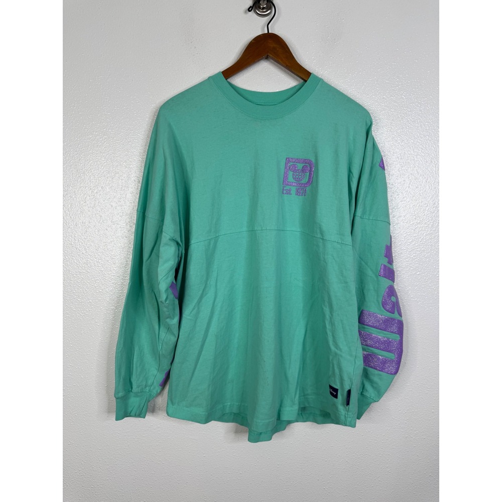 Disney Parks Spirit Jersey Walt Disney World Seafoam Green Purple Glitter Mens M